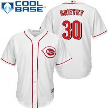 Reds #30 Ken Griffey White Cool Base Stitched Youth Baseball Jersey