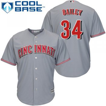 Reds #34 Homer Bailey Grey Cool Base Stitched Youth Baseball Jersey
