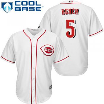 Reds #5 Johnny Bench White Cool Base Stitched Youth Baseball Jersey