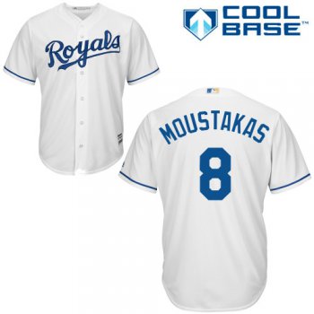 Royals #8 Mike Moustakas White Cool Base Stitched Youth Baseball Jersey