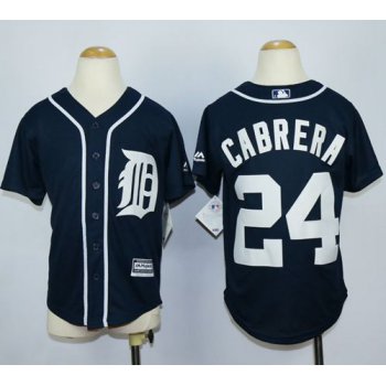 Tigers #24 Miguel Cabrera Navy Blue Cool Base Stitched Youth Baseball Jersey