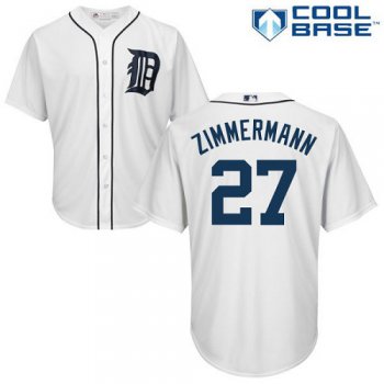 Tigers #27 Jordan Zimmermann White Cool Base Stitched Youth Baseball Jersey