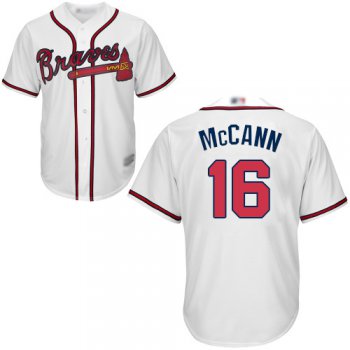 Braves #16 Brian McCann White Cool Base Stitched Youth Baseball Jersey