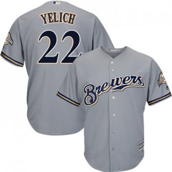 Brewers #22 Christian Yelich Grey Cool Base Stitched Youth Baseball Jersey