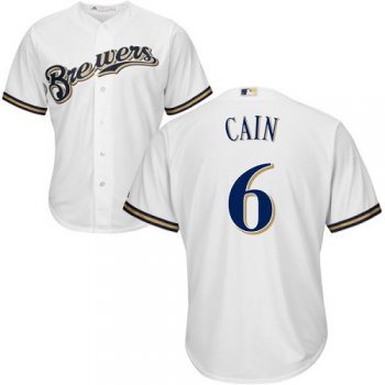 Brewers #6 Lorenzo Cain White Cool Base Stitched Youth Baseball Jersey