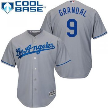 Dodgers #9 Yasmani Grandal Grey Cool Base Stitched Youth Baseball Jersey