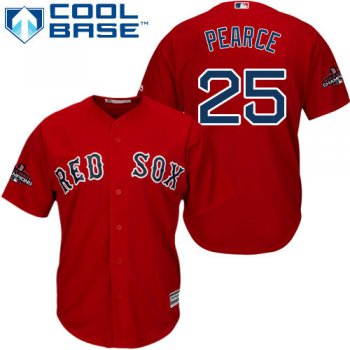 Red Sox #25 Steve Pearce Red Cool Base 2018 World Series Champions Stitched Youth Baseball Jersey