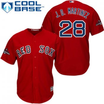 Red Sox #28 J. D. Martinez Red Cool Base 2018 World Series Champions Stitched Youth Baseball Jersey