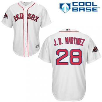 Red Sox #28 J. D. Martinez White Cool Base 2018 World Series Champions Stitched Youth Baseball Jersey