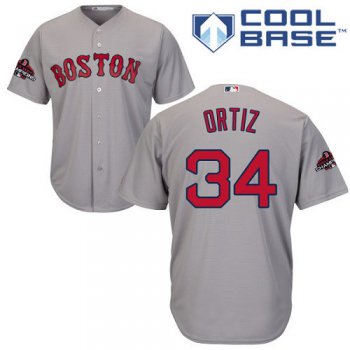 Red Sox #34 David Ortiz Grey Cool Base 2018 World Series Champions Stitched Youth Baseball Jersey