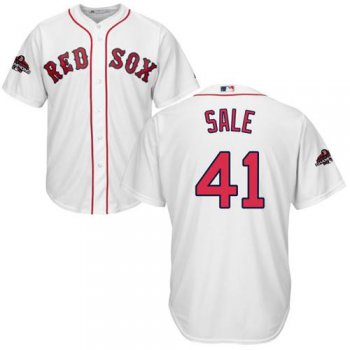 Red Sox #41 Chris Sale White Cool Base 2018 World Series Champions Stitched Youth Baseball Jersey