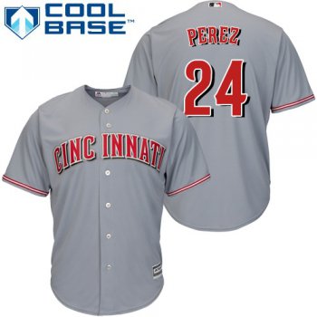 Reds #24 Tony Perez Grey Cool Base Stitched Youth Baseball Jersey