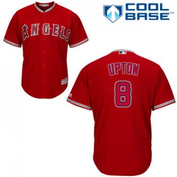 Angels #8 Justin Upton Red Cool Base Stitched Youth Baseball Jersey