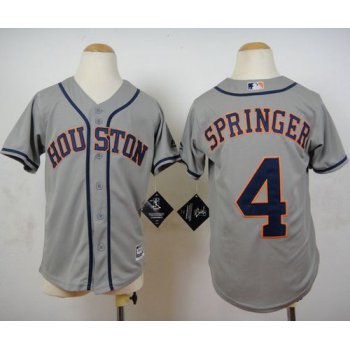 Astros #4 George Springer Grey Cool Base Stitched Youth Baseball Jersey