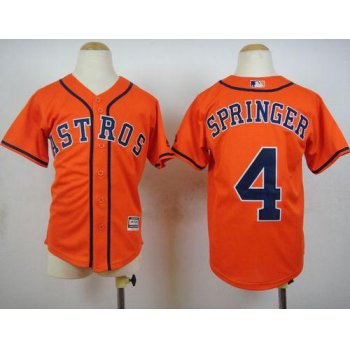Astros #4 George Springer Orange Cool Base Stitched Youth Baseball Jersey