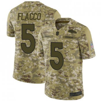Broncos #5 Joe Flacco Camo Youth Stitched Football Limited 2018 Salute to Service Jersey