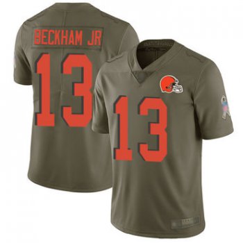 Browns #13 Odell Beckham Jr Olive Youth Stitched Football Limited 2017 Salute to Service Jersey