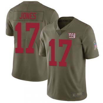 Giants #17 Daniel Jones Olive Youth Stitched Football Limited 2017 Salute to Service Jersey