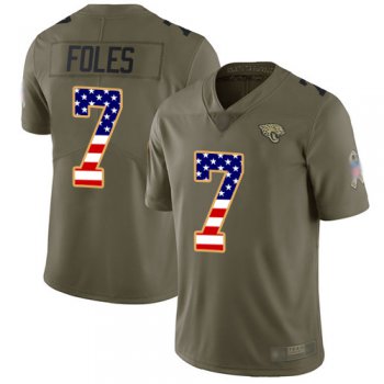 Jaguars #7 Nick Foles Olive USA Flag Youth Stitched Football Limited 2017 Salute to Service Jersey