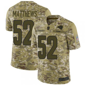 Rams #52 Clay Matthews Camo Youth Stitched Football Limited 2018 Salute to Service Jersey