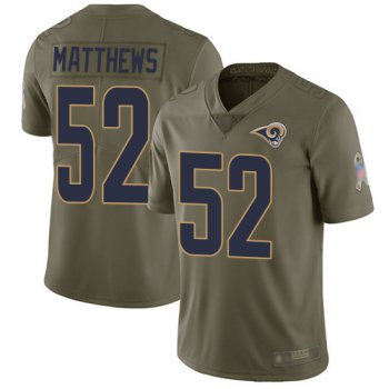 Rams #52 Clay Matthews Olive Youth Stitched Football Limited 2017 Salute to Service Jersey