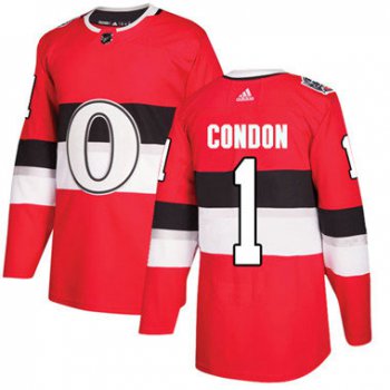 Kid Adidas Senators 1 Mike Condon Red Authentic 2017 100 Classic Stitched NHL Jersey