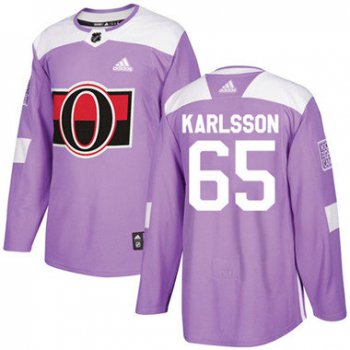 Kid Adidas Senators 65 Erik Karlsson Purple Authentic Fights Cancer Stitched NHL Jersey