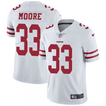 Youth Nike 49ers 33 Tarvarius Moore White Stitched NFL Vapor Untouchable Limited Jersey