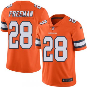 Kids Nike Broncos 28 Royce Freeman Orange Stitched NFL Limited Rush Jersey
