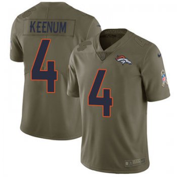 Nike Broncos #4 Case Keenum Olive Youth Stitched NFL Limited 2017 Salute to Service Jersey