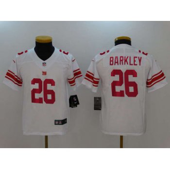 Nike Giants #26 Saquon Barkley White Youth 2018 NFL Draft Pick Limited Jersey