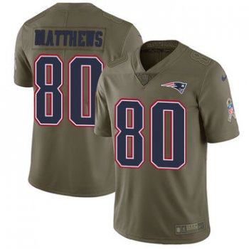 Nike Patriots #80 Jordan Matthews Olive Youth Stitched NFL Limited 2017 Salute to Service Jersey