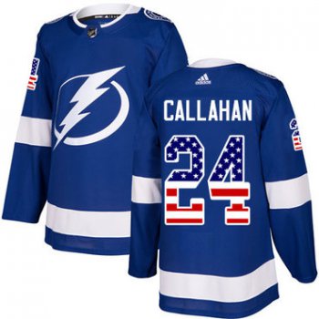 Adidas Tampa Bay Lightning #24 Ryan Callahan Blue Home Authentic USA Flag Stitched Youth NHL Jersey