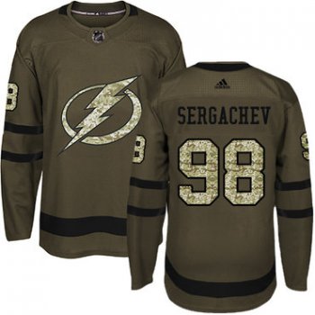 Adidas Tampa Bay Lightning #98 Mikhail Sergachev Green Salute to Service Stitched Youth NHL Jersey