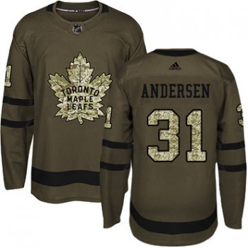 Adidas Toronto Maple Leafs #31 Frederik Andersen Green Salute to Service Stitched Youth NHL Jersey