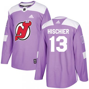 Adidas New Jersey Devils #13 Nico Hischier Purple Authentic Fights Cancer Stitched Youth NHL Jersey