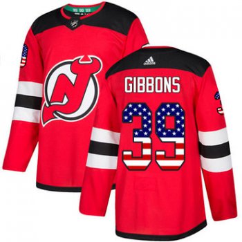Adidas New Jersey Devils #39 Brian Gibbons Red Home Authentic USA Flag Stitched Youth NHL Jersey