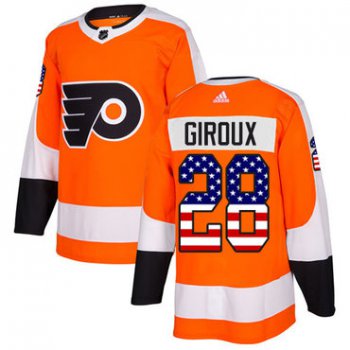 Adidas Philadelphia Flyers #28 Claude Giroux Orange Home Authentic USA Flag Stitched Youth NHL Jersey