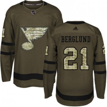Adidas St. Louis Blues #21 Patrik Berglund Green Salute to Service Stitched Youth NHL Jersey