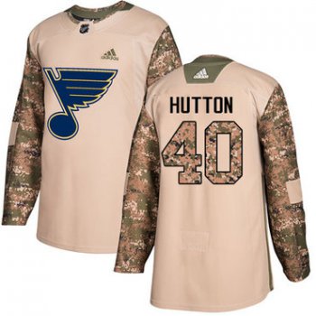 Adidas St. Louis Blues #40 Carter Hutton Camo Authentic 2017 Veterans Day Stitched Youth NHL Jersey