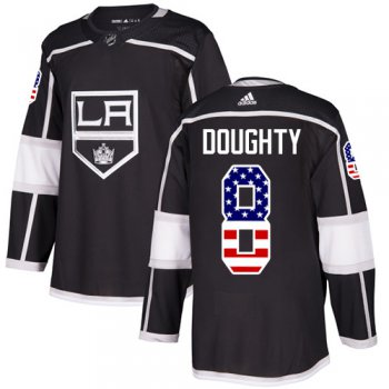 Adidas Los Angeles Kings #8 Drew Doughty Black Home Authentic USA Flag Stitched Youth NHL Jersey