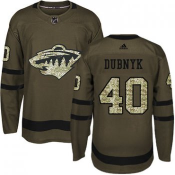 Adidas Minnesota Wild #40 Devan Dubnyk Green Salute to Service Stitched Youth NHL Jersey