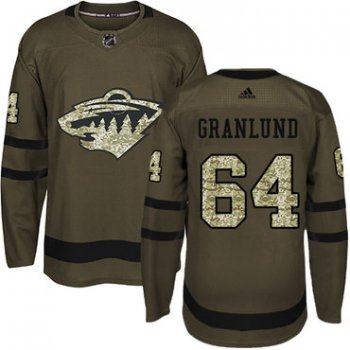 Adidas Minnesota Wild #64 Mikael Granlund Green Salute to Service Stitched Youth NHL Jersey
