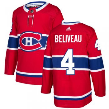 Adidas Montreal Canadiens #4 Jean Beliveau Red Home Authentic Stitched Youth NHL Jersey