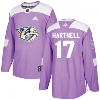 Adidas Nashville Predators #17 Scott Hartnell Purple Authentic Fights Cancer Stitched Youth NHL Jersey