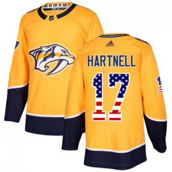 Adidas Nashville Predators #17 Scott Hartnell Yellow Home Authentic USA Flag Stitched Youth NHL Jersey