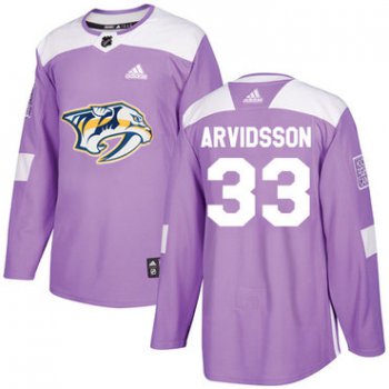 Adidas Nashville Predators #33 Viktor Arvidsson Purple Authentic Fights Cancer Stitched Youth NHL Jersey
