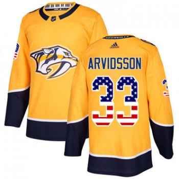 Adidas Nashville Predators #33 Viktor Arvidsson Yellow Home Authentic USA Flag Stitched Youth NHL Jersey