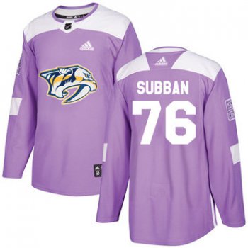 Adidas Nashville Predators #76 P.K Subban Purple Authentic Fights Cancer Stitched Youth NHL Jersey