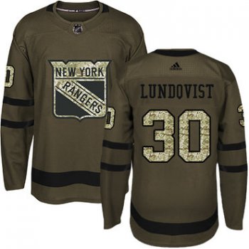 Adidas Detroit Rangers #30 Henrik Lundqvist Green Salute to Service Stitched Youth NHL Jersey